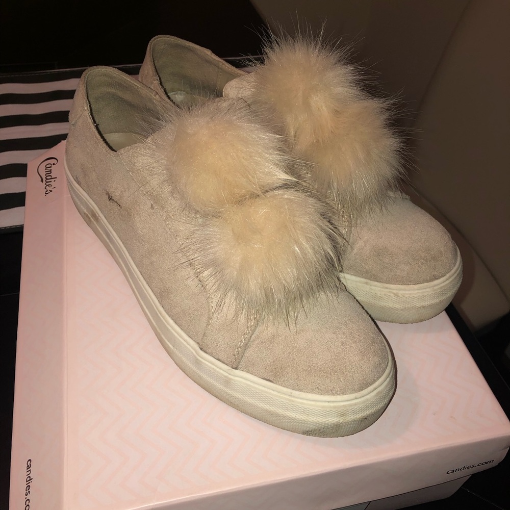 Candie’s blush pink Pom Pom sneakers